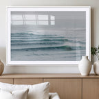Ocean Waves Wall Art Canvas Print, Framed Surfer Lineup on a Crowded Ocean
