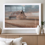 Rustic Barn Wall Art Canvas Print, Framed Wheat Field Scene