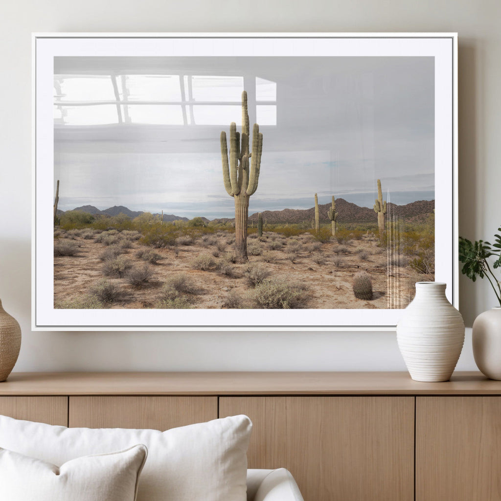 Saguaro Cactus Wall Art | Framed Desert Canvas Artwork