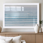 Ocean Wave Surfer Wall Art | Framed Minimal Seascape Canvas
