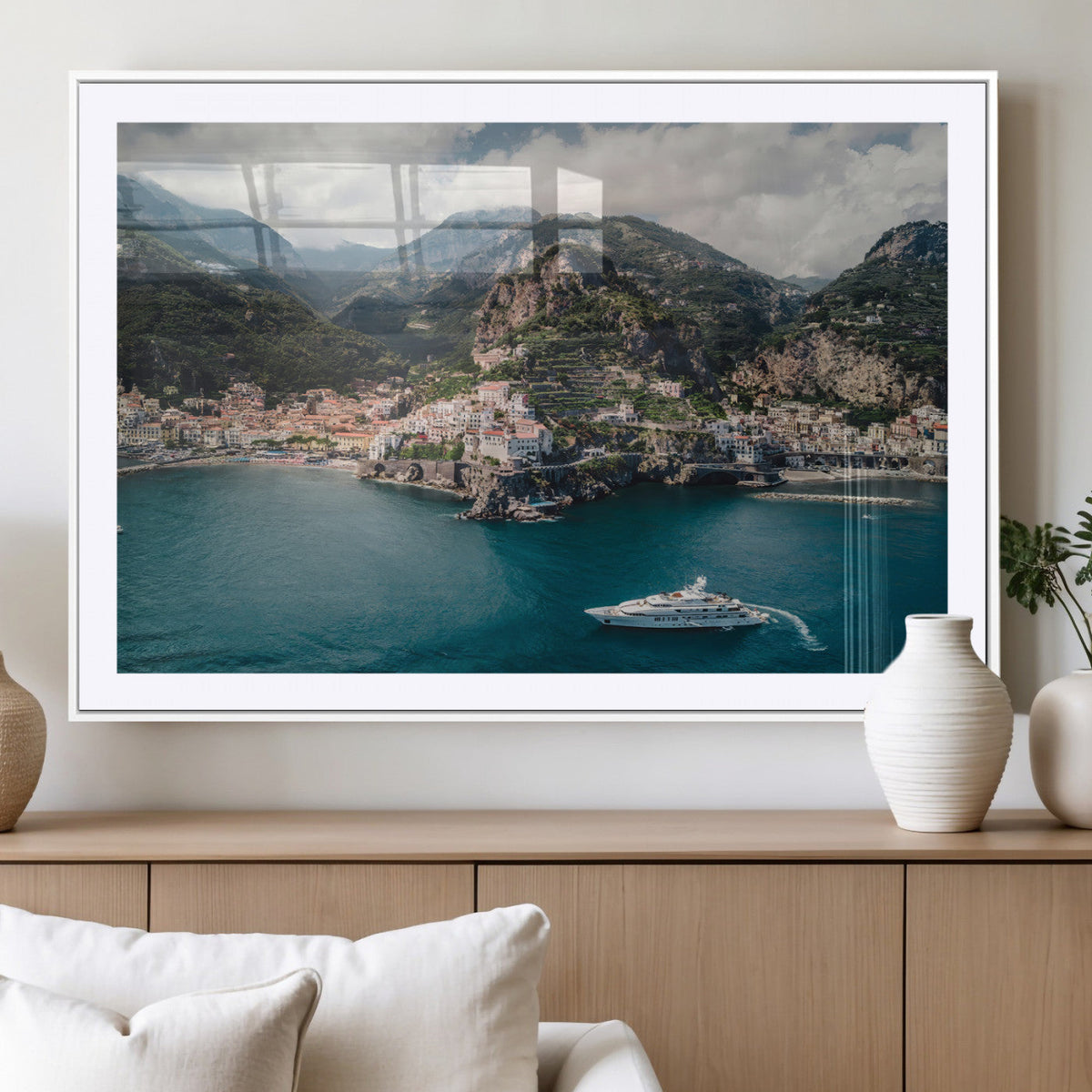 Amalfi Coast Wall Art | Framed Italian Seaside Canvas