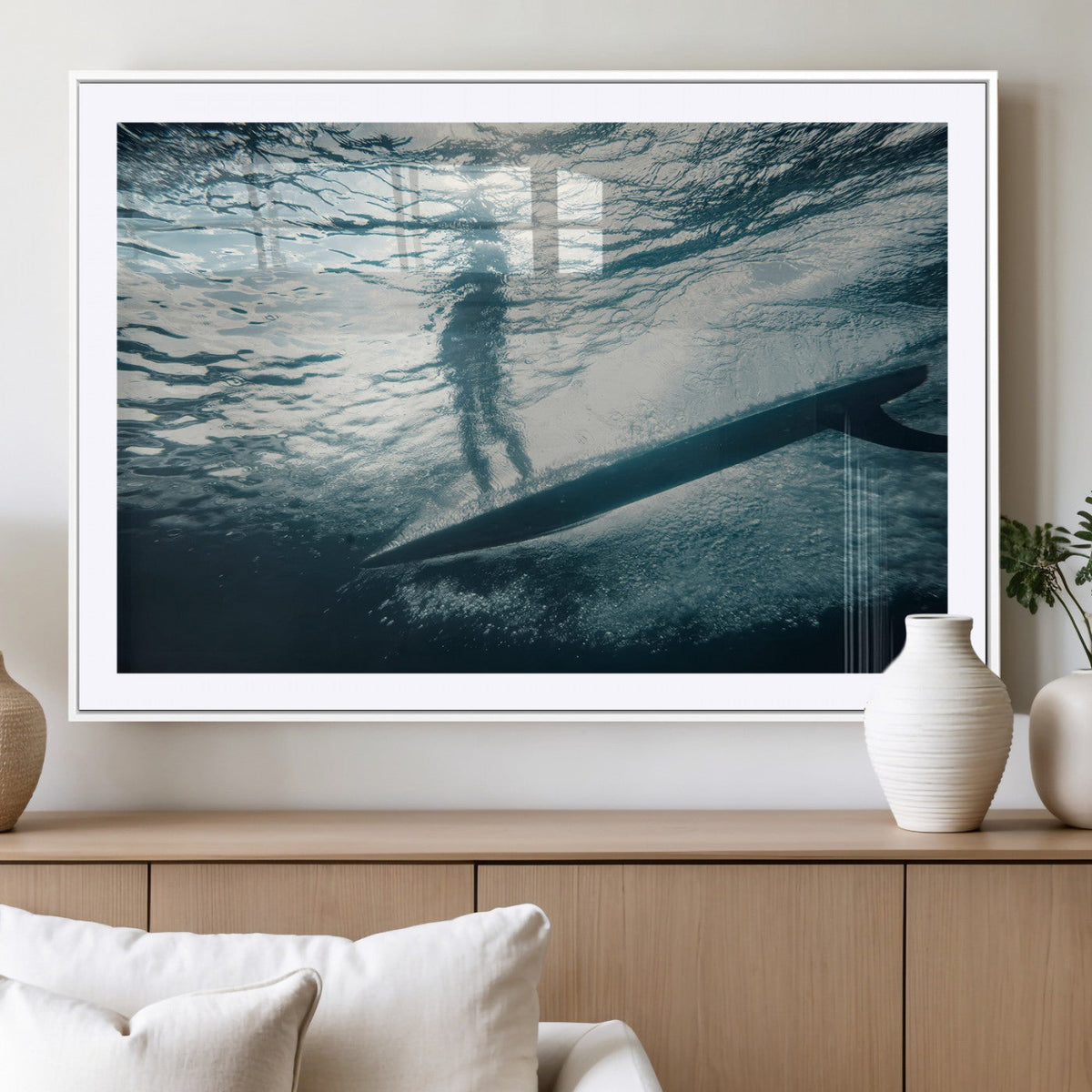 Underwater Surf Wall Art | Framed Ocean Wave Canvas Artwork