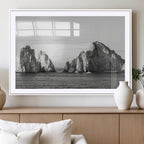 Coastal Wall Art | Framed Black White Ocean Canvas Artwork