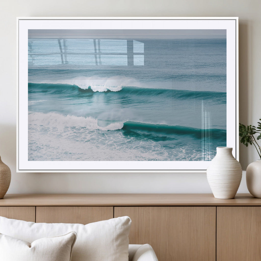 Ocean Swell Wall Art Canvas Print, Framed Surf Waves and Blue Water Scene