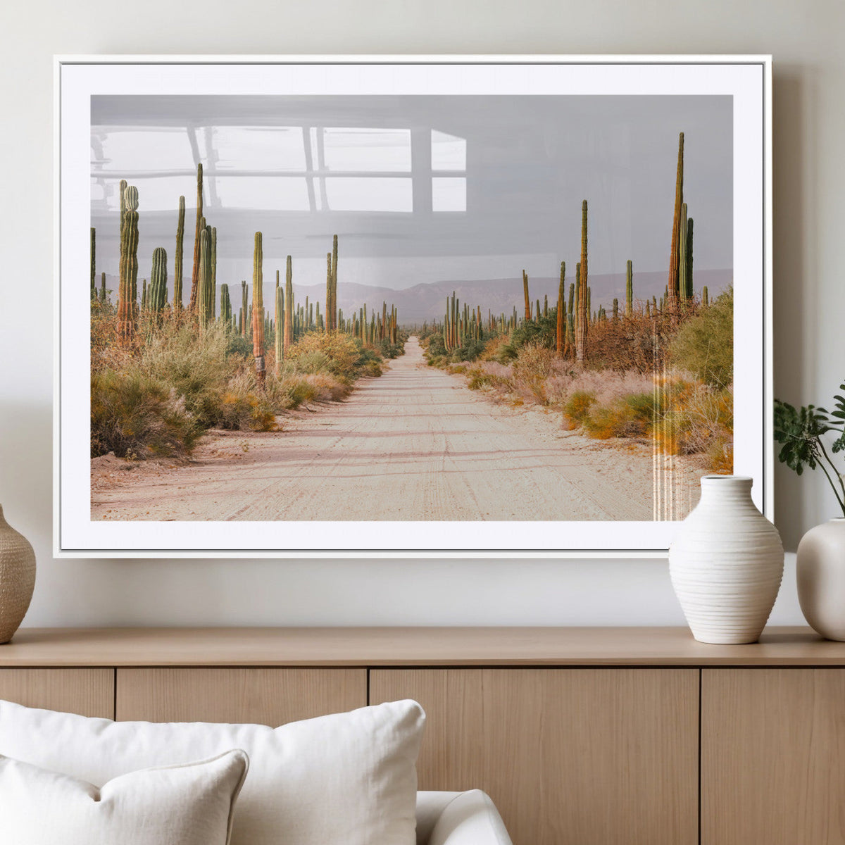 Desert Cactus Wall Art | Framed Southwestern Canvas Artwork