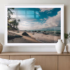 Tropical Beach Wall Art Canvas Print, Framed Ocean Waves Relaxing Seascape
