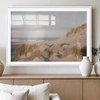 Beach Landscape Wall Art Canvas Print, Framed Sand Dune Photography, Minimalist Seascape Coastal Decor