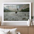 Wild Bison Wall Art Canvas Print, Majestic Mountain Pines and Misty Wilderness