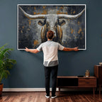 Rustic Bull Wall Art Canvas Print, Longhorn Wall Decor