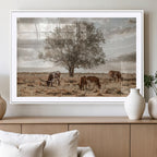 Texas Longhorn Cattle Wall Art, Rustic Western Ranch Canvas