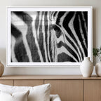 Zebra Stripes Wall Art Canvas Print, Black and White Close Up Wildlife Pattern