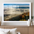 Misty Autumn Hills Wall Art Canvas Print, Foggy Forest Landscape with Fall Foliage