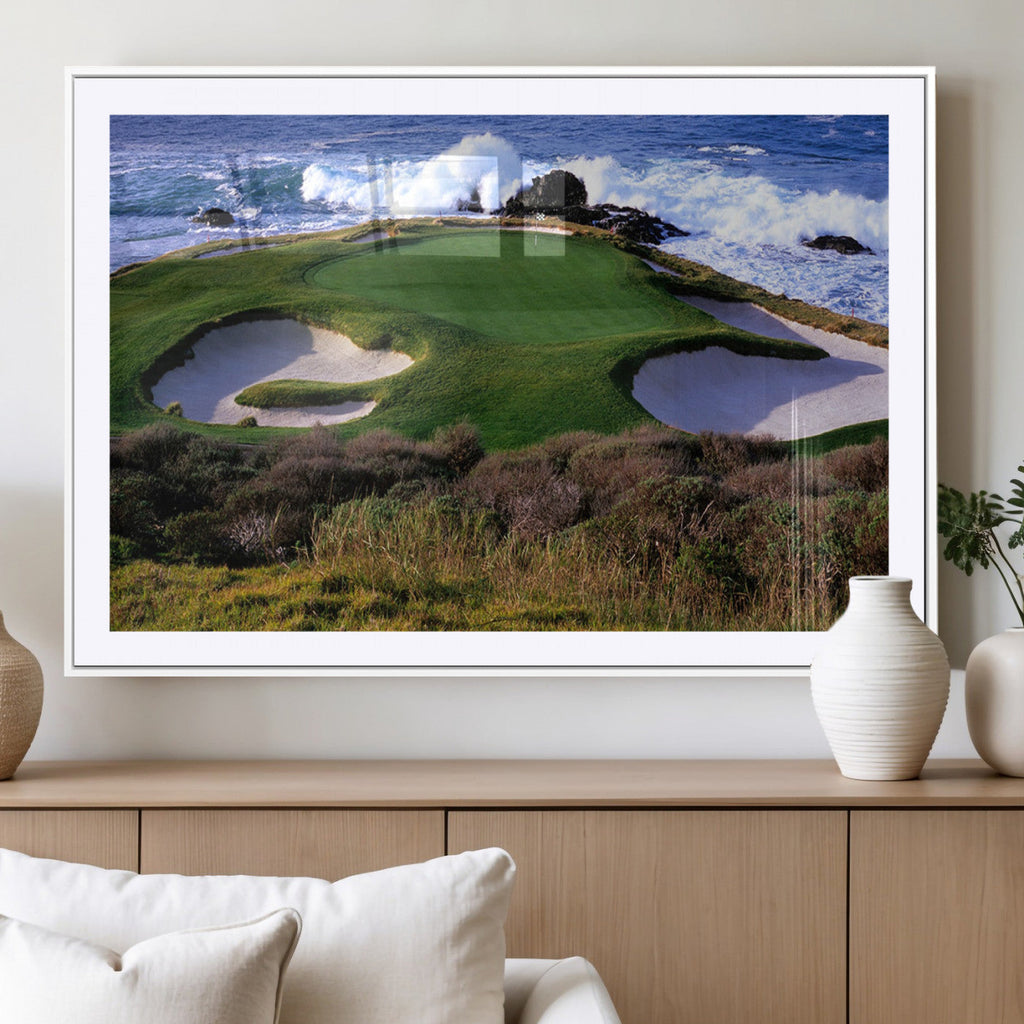 California Pebble Beach Golf Links Wall Art Canvas Print, Iconic Monterey Coastal Golf Course