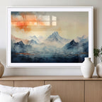 Warm Clouds Abstract Mountain Wall Art, Modern Landscape Canvas Print