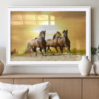 Wild Horses Wall Art Canvas Print, Framed Galloping Herd