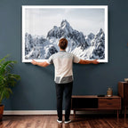 Snowy Mountain Range Canvas Print, Alpine Peaks Landscape Wall Art