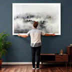 Foggy Forest Wall Art Canvas Print, Misty Pine Tree Landscape