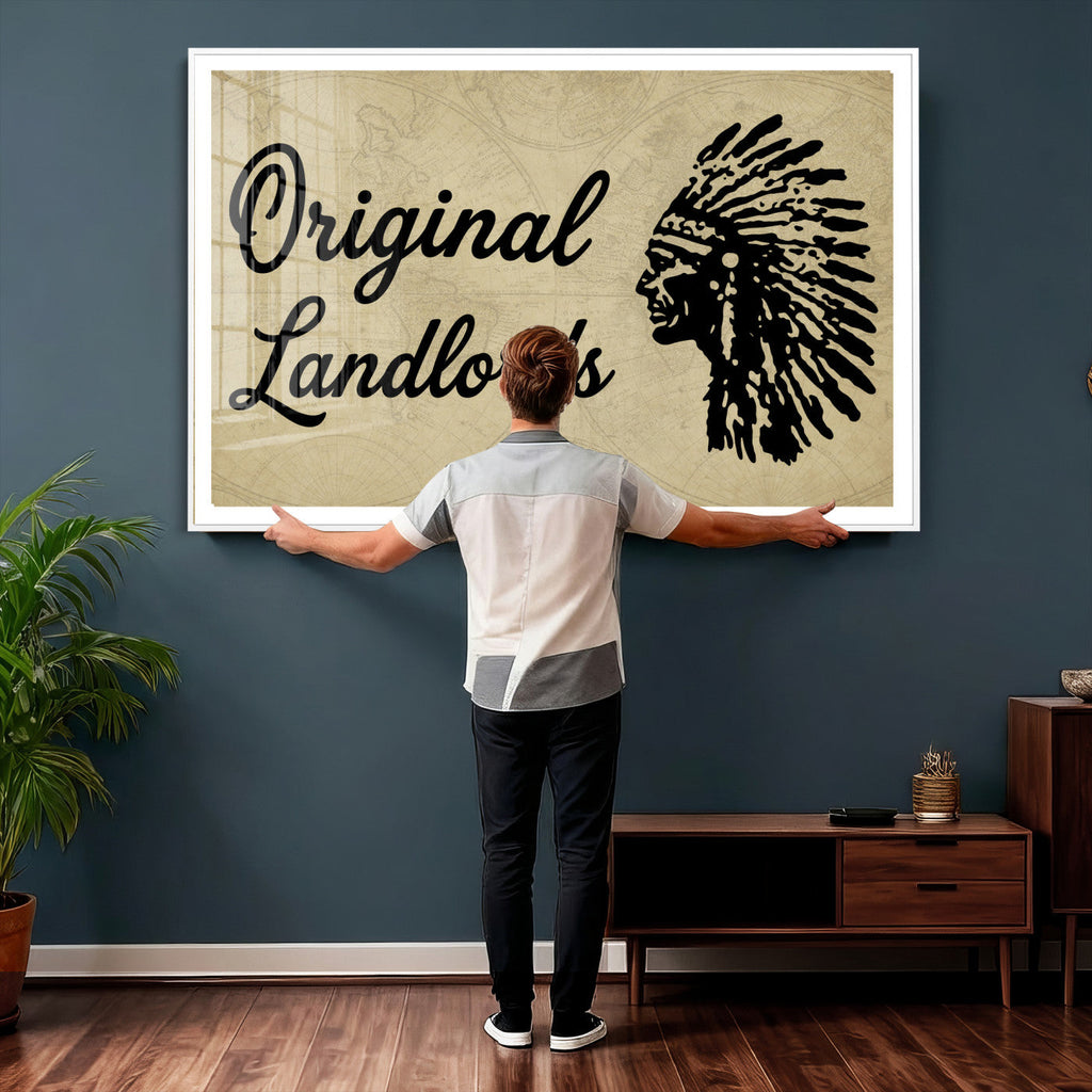 Original Landlords Wall Art Canvas Print, Native American Silhouette Artwork