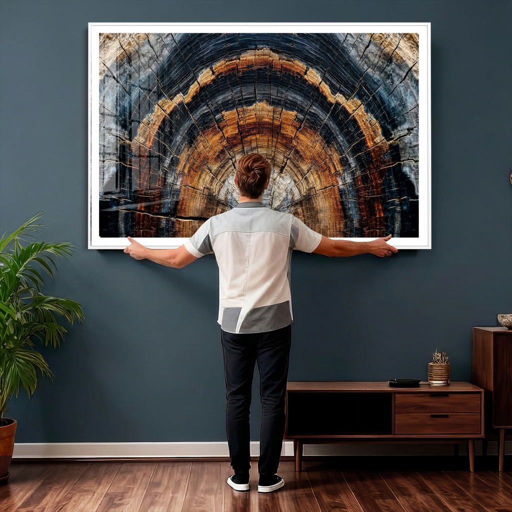 Abstract Wood Grain Canvas Print, Tree Ring Pattern Wall Art, Extra Large Living Room Wall Decor