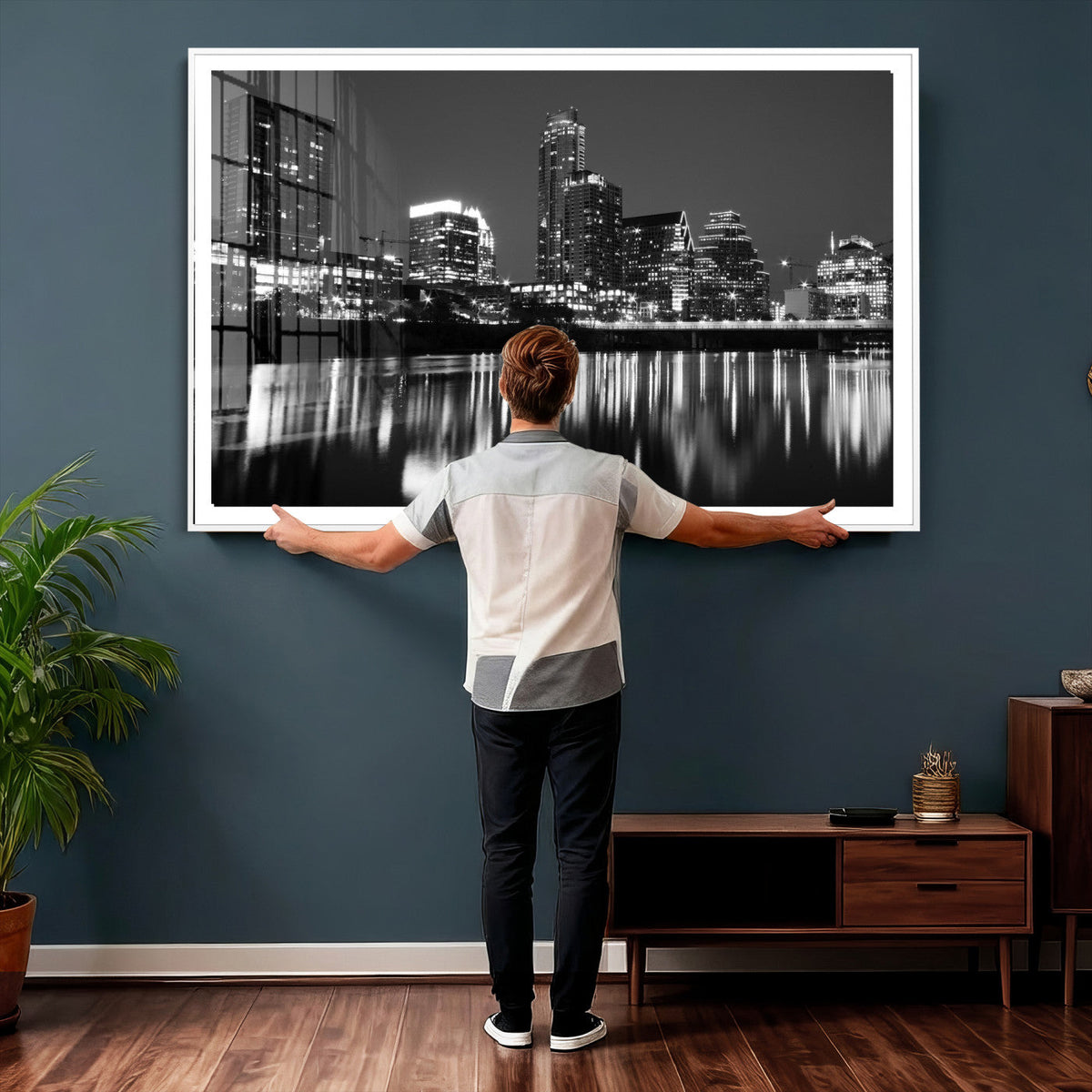 Austin Skyline Wall Art Canvas Print, Austin Downtown Night Cityscape