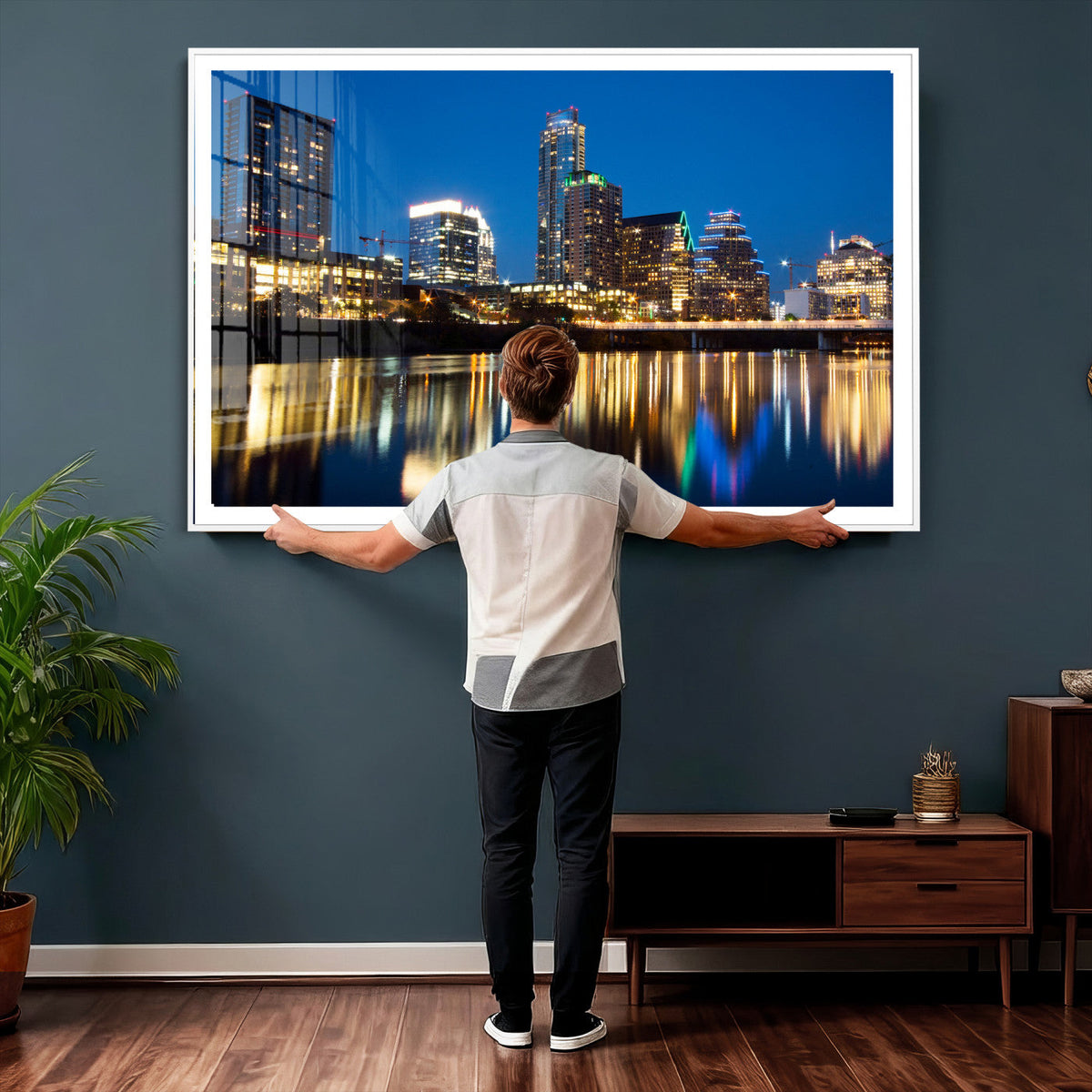 Austin Skyline Wall Art Canvas Print, Austin Downtown Night Cityscape