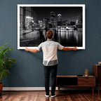 Boston Wall Art Canvas Print, Boston City Downtown Night Cityscape