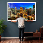 Chicago Wall Art Canvas Print - Chicago City Downtown Night Cityscape