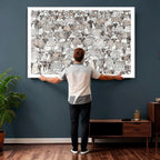 Abstract Texas Cow Wall Art Canvas Print, Farm Longhorn Art for Cabin Decor