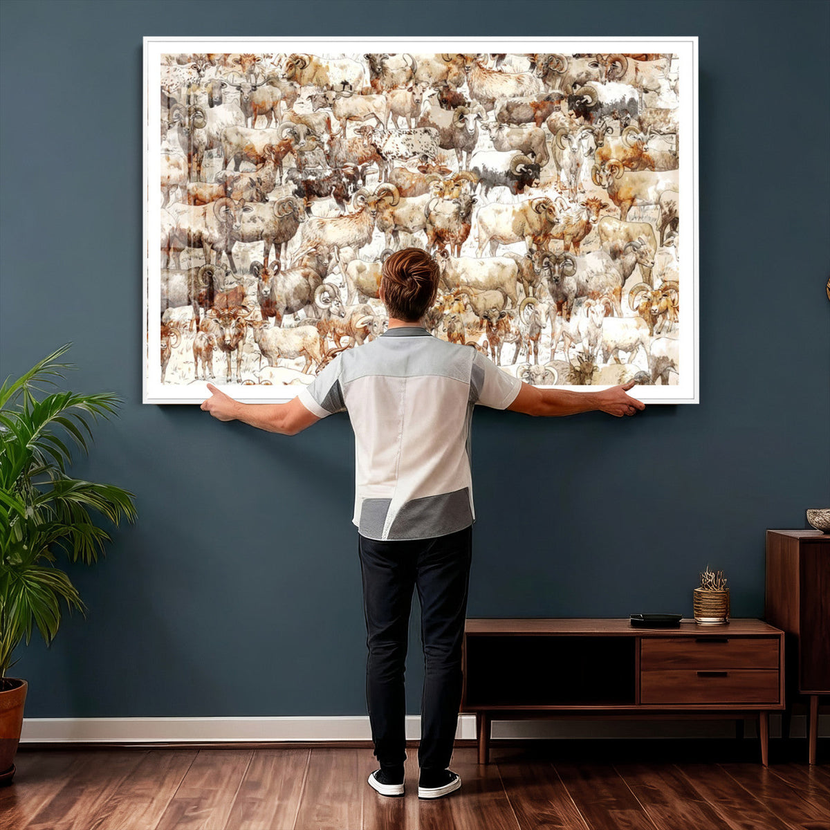 Farmhouse Bighorn Sheep Wall Art Canvas Print