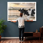 Texas Longhorn Bull Rustic Wall Art Canvas Print