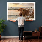 Texas Longhorn Wall Art Canvas Print, Western Ranch Bull Photography