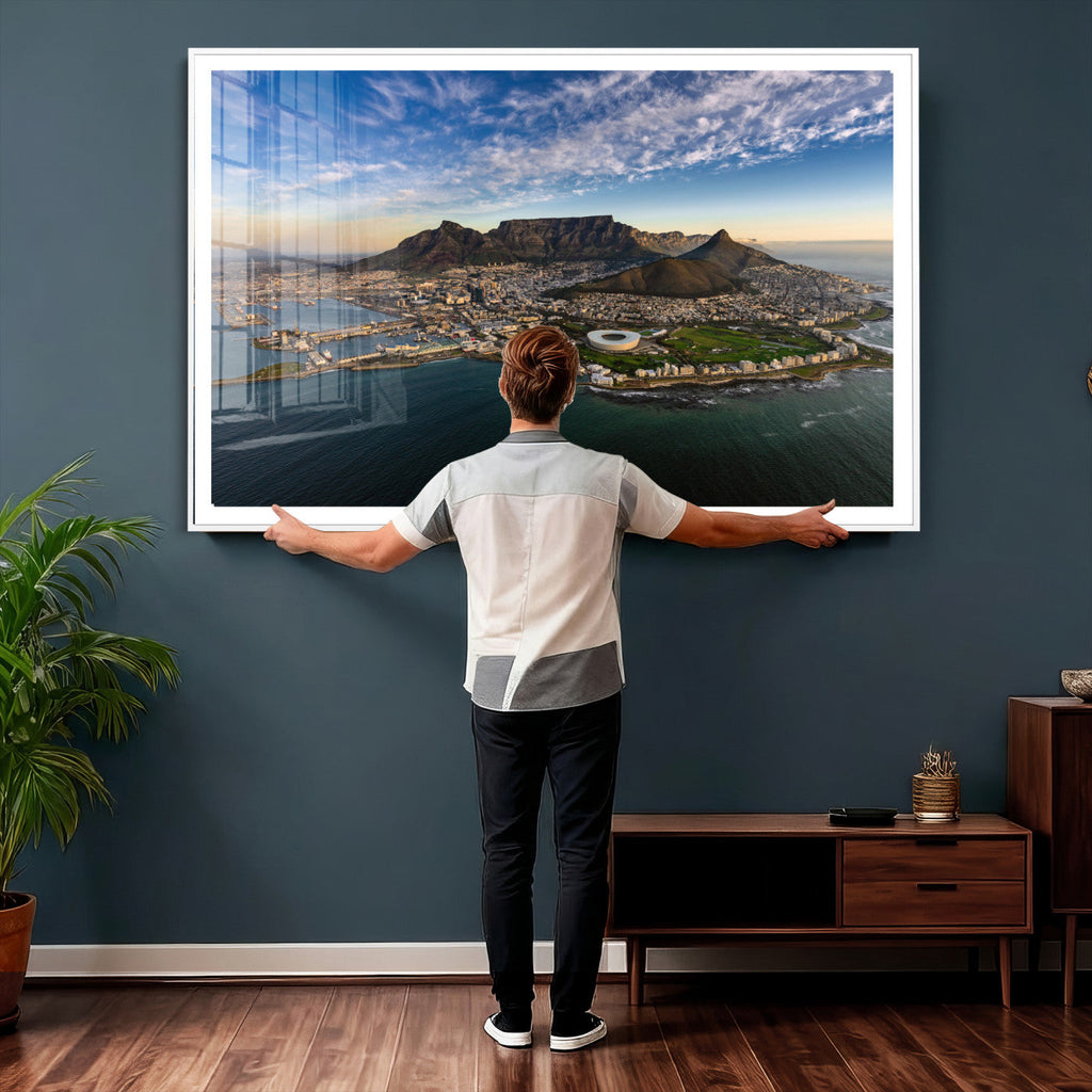 Cape Town Wall Art Canvas Print | Table Mountain Coastal Skyline Panorama