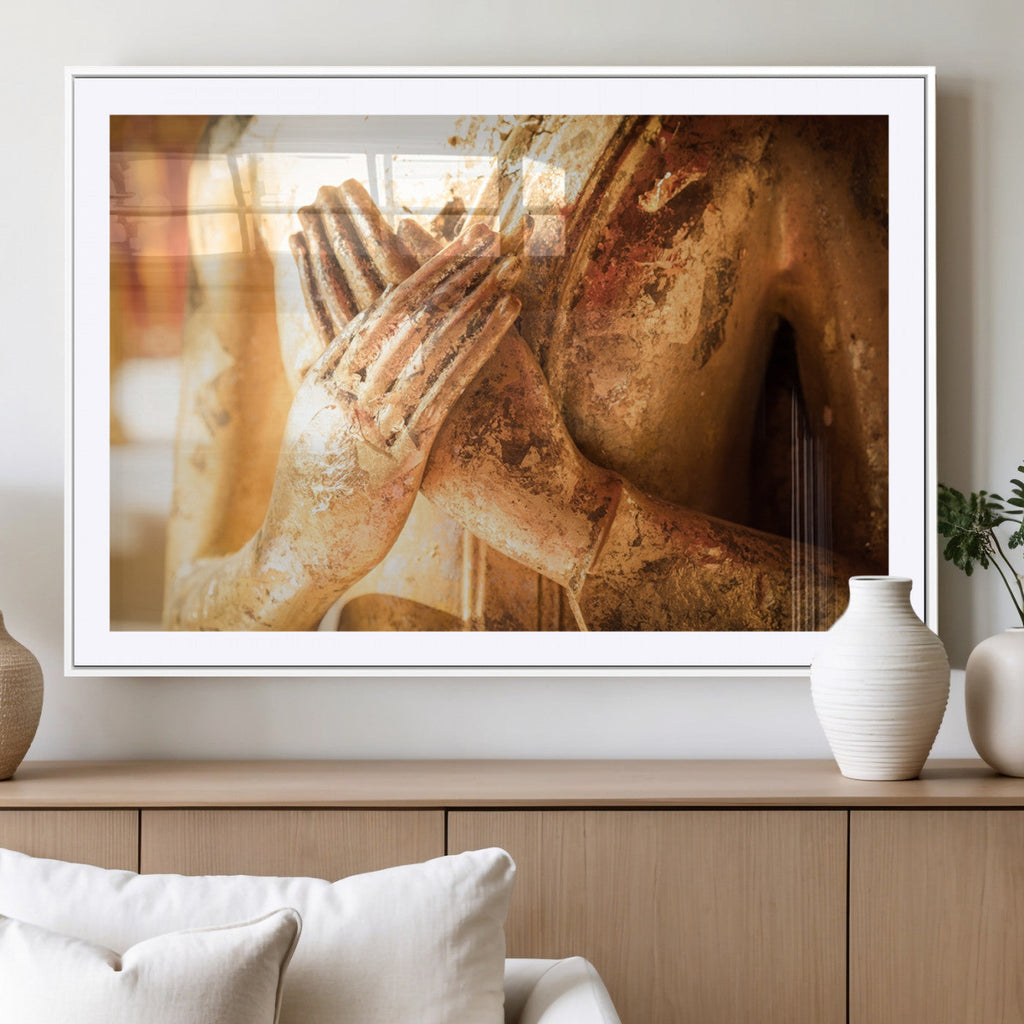 Buddha Statue Hands Wall Art Canvas Print
