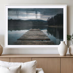 Wooden Bridge Near Lake Wall Art Canvas Print