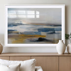 Abstract Landscape Wall Art Canvas | 3 Panel Modern Blue, Gold and White Canvas Art
