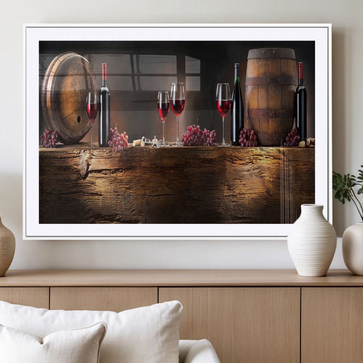 Wine and Barrels Wall Art Canvas Print