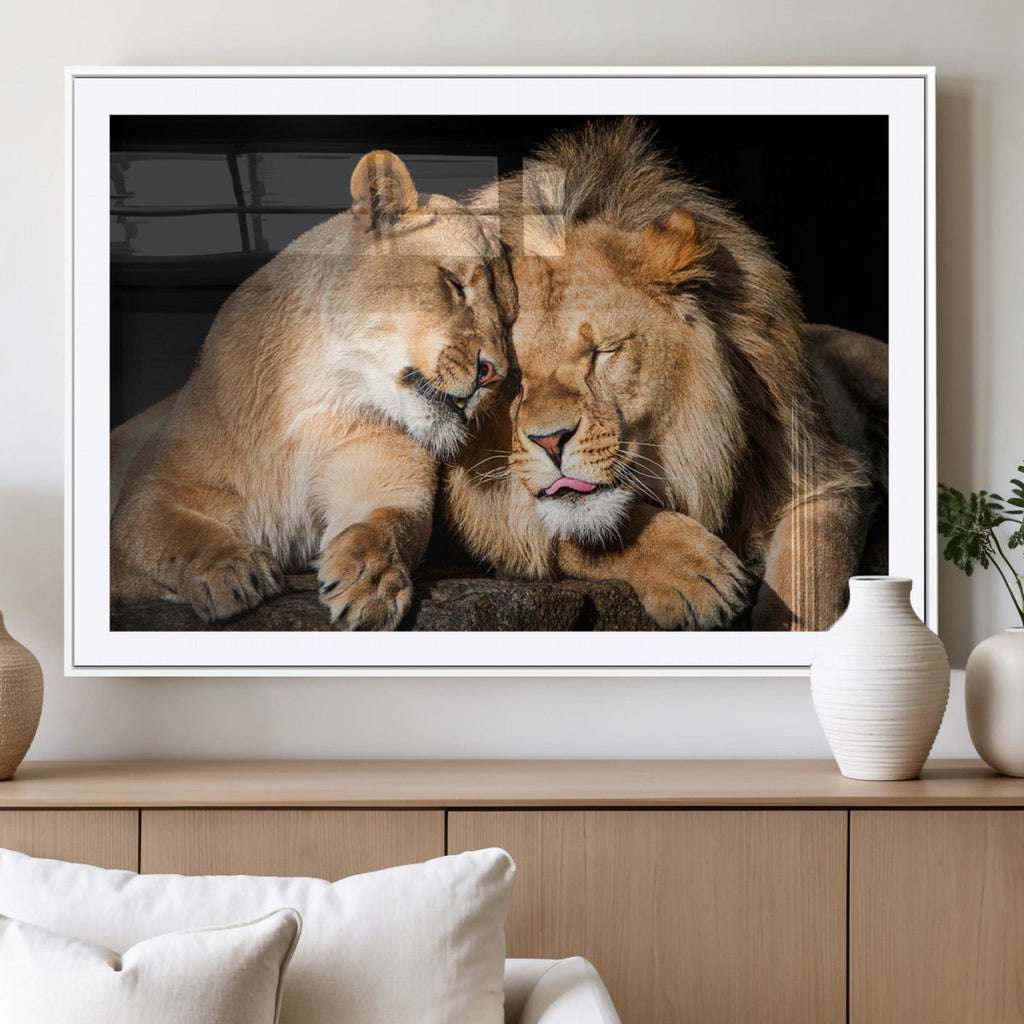 Lion and Lioness Wall Art Canvas Print | African Wildlife Animal Art
