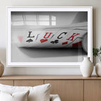 Framed Lucky Poker Cards Canvas | Modern Triptych Wall Art for Game Rooms