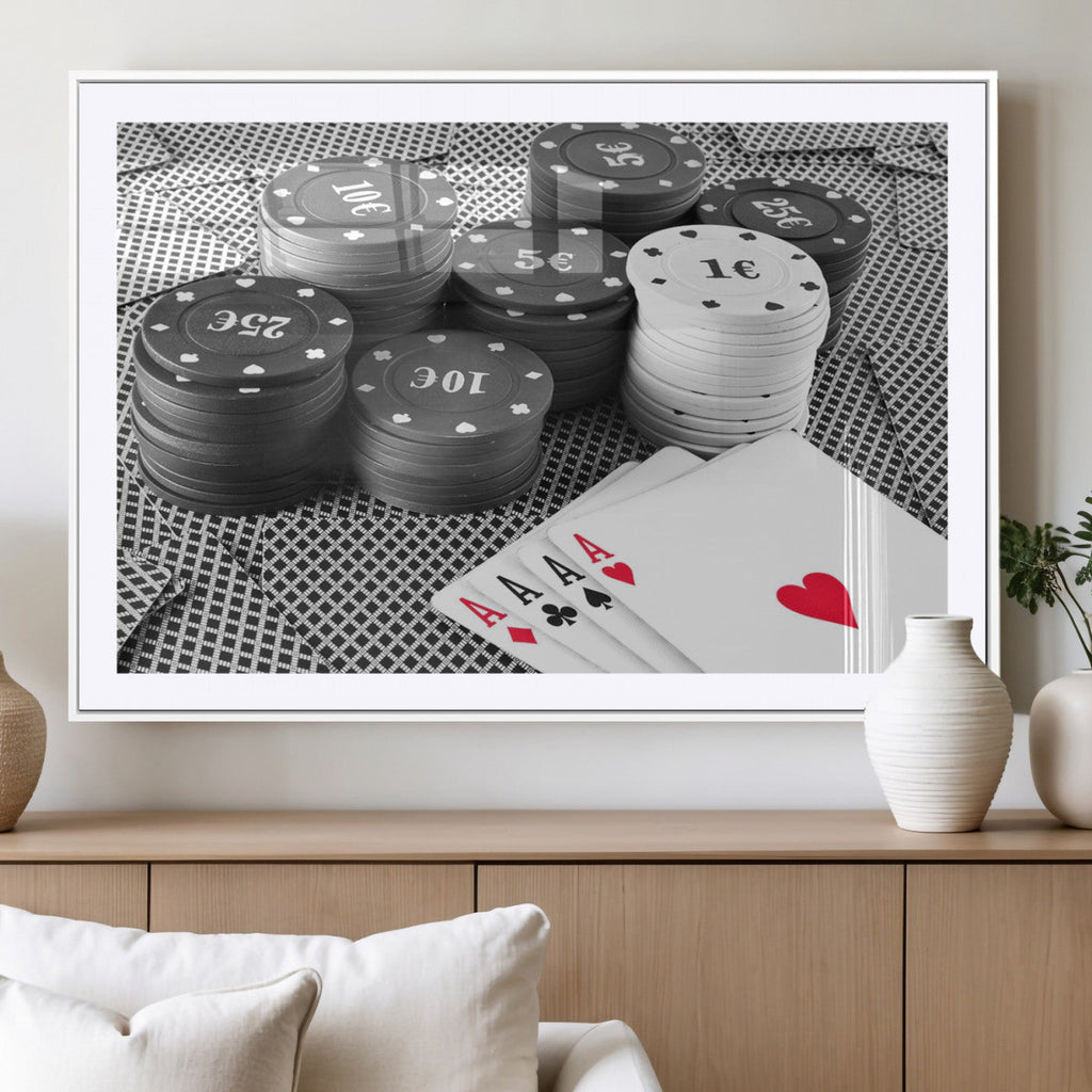 Poker Game Cards Wall Art Canvas, Multi Panel Wall Art