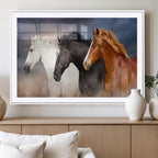 Animal Wall Art Three Horses Farmhouse Art Canvas Print