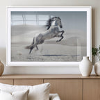 Prancing Horse Desert Large Wall Art Canvas Print, Majestic Horse Animal Artwork