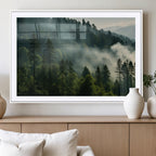 Misty Forest Wall Art Premium Canvas Print, Foggy and Serene Atmosphere