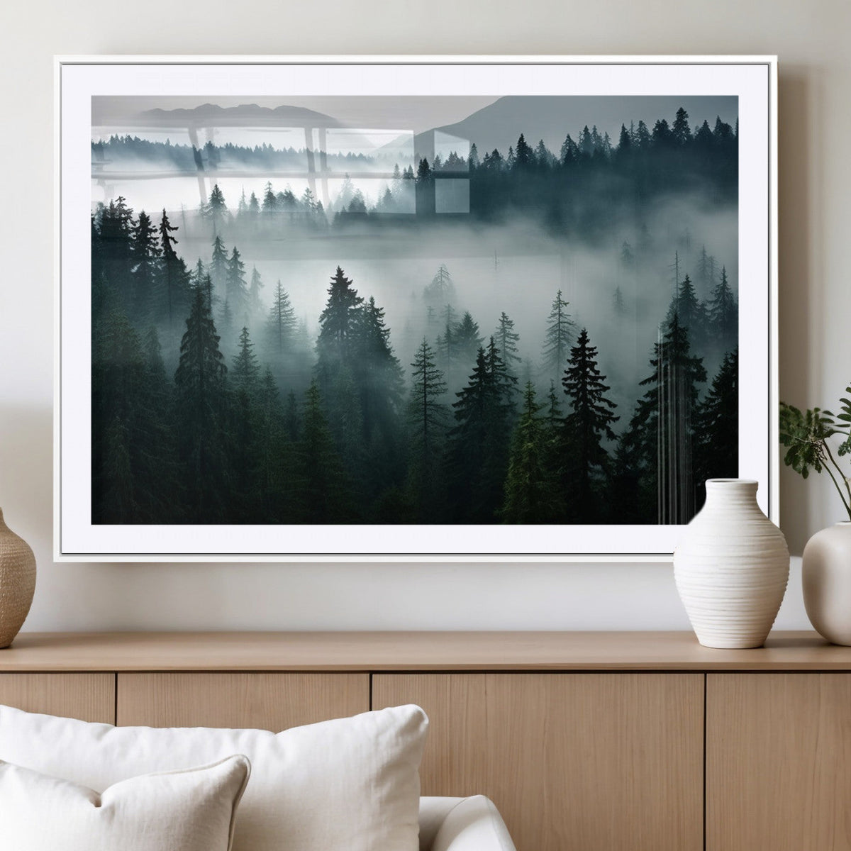 Captivating Misty Forest Wall Art Canvas, Premium Canvas Print of a Foggy and Serene Atmosphere