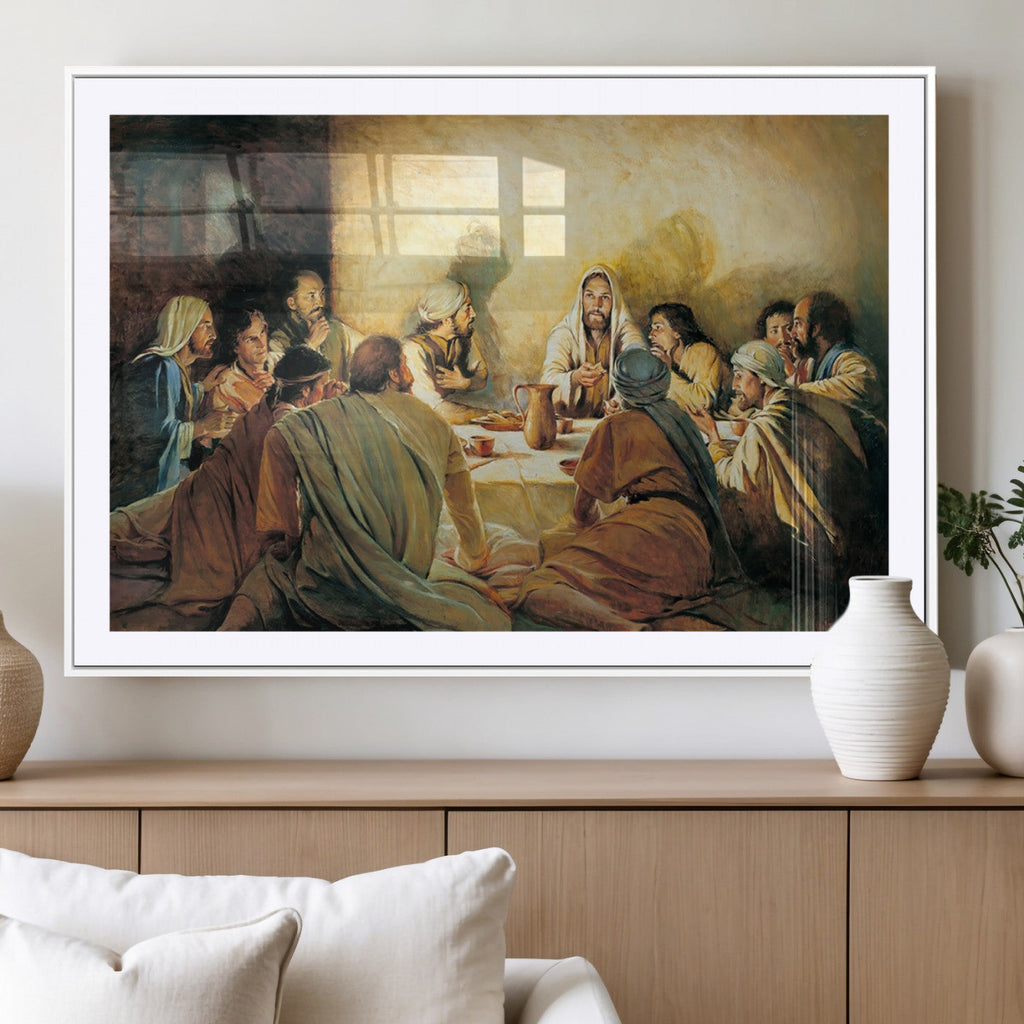 Last Supper Wall Art Canvas Print, Framed Jesus Painting Art