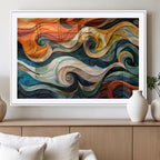 Abstract Wave Wall Art, Ready to Hang Framed Canvas Print | Extra Large 3 Piece Canvas Wall Art