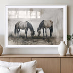 Chinese Ink Style Vintage Horses Wall Art Canvas Print
