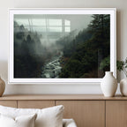 Misty Forest Wall Art, Tranquil Nature Landscape, Ready to Hang | Extra Large 3 Piece Canvas Wall Art