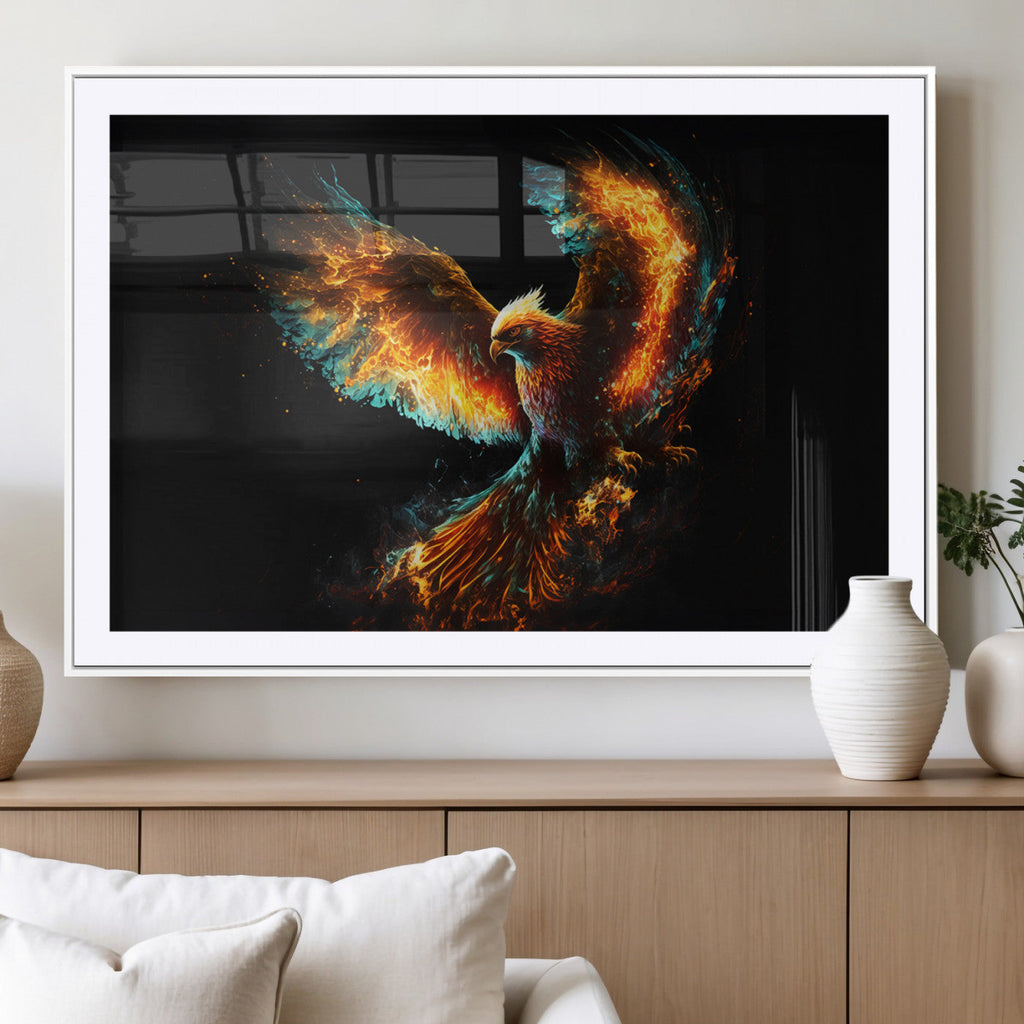 Fiery Phoenix Canvas Print | Ready to Hang Wall Art | Bold Fantasy Decor
