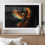 Fiery Phoenix Canvas Print | Ready to Hang Wall Art | Bold Fantasy Decor