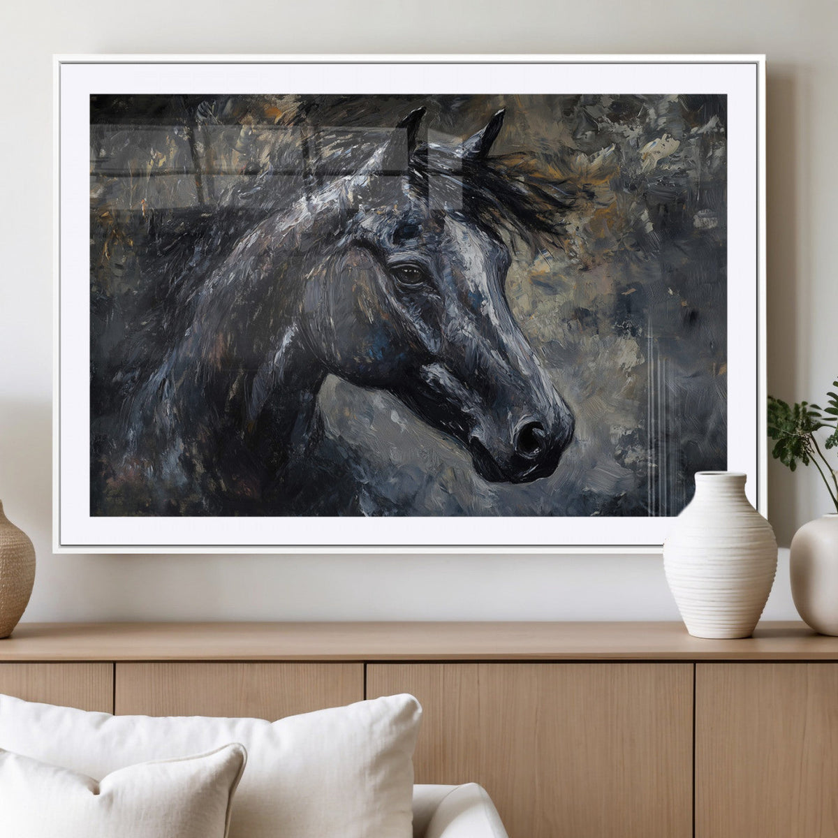 Large Abstract Horse Wall Art Canvas Print, Farmhouse Wall Art